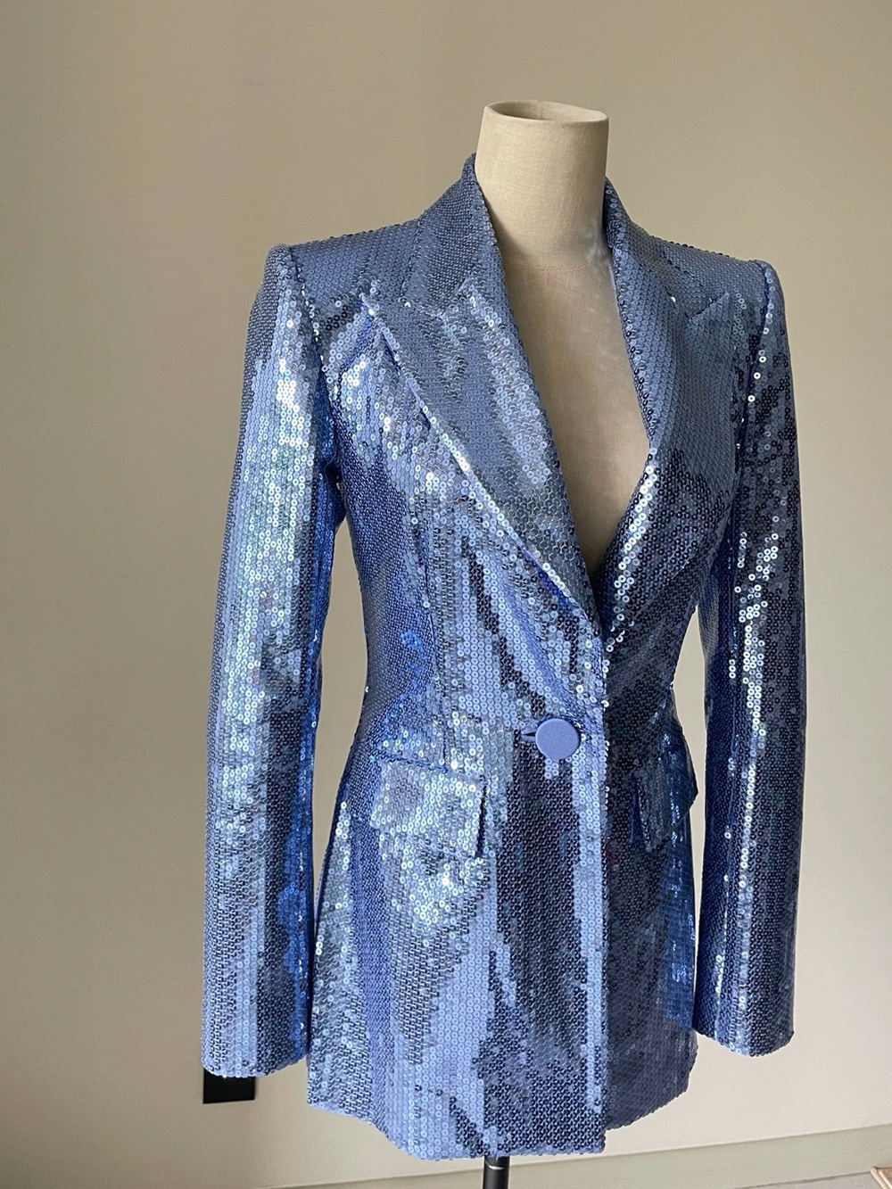 NWOT Alex Perry Blue Sequin Women's Blazer Jacket, Size US 0/2/4